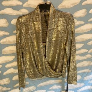 fancy golden shiny top blouse brand new w tags